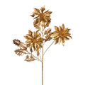 METALL HOLLY LEAF/POINSETTIA STEM GLD