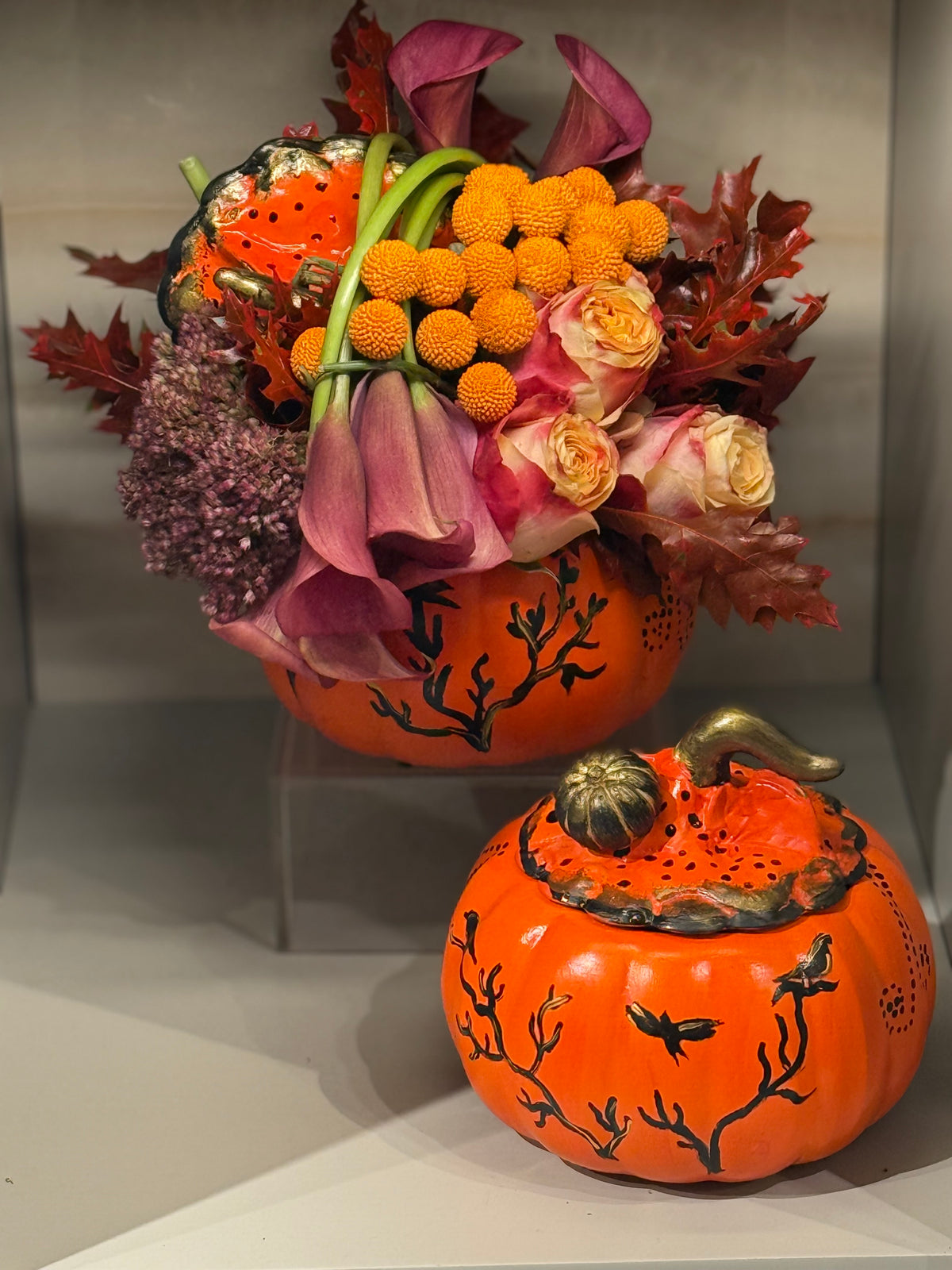 Orange Pumpkin with Flowers