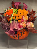 Orange Pumpkin with Flowers