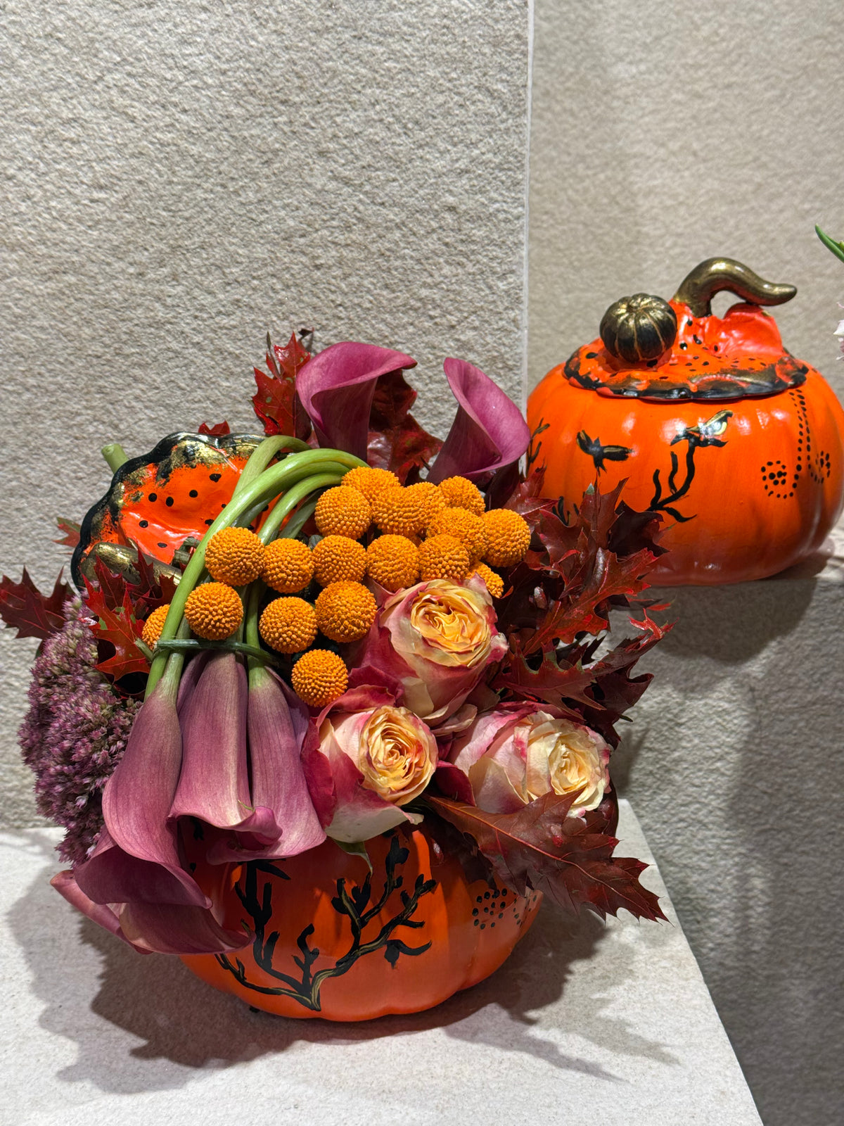 Orange Pumpkin with Flowers