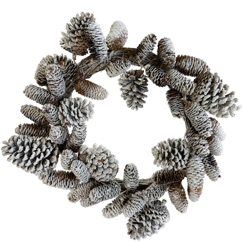 Shishi - Mixed cone wreath with snow d60cm - 59737