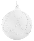 Shishi - Glass ball white mat with dotted garlands - 68224