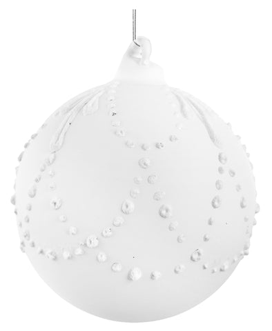 Shishi - Glass ball white mat with dotted garlands - 68224