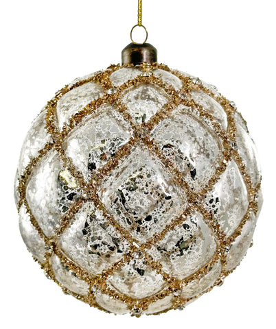 Shishi Glass velvet ball antique silver v/gold with gold - 68913