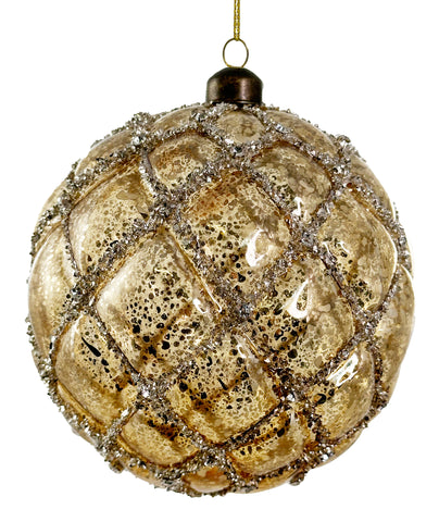 Shishi Glass velvet ball antique gold with gold - 68916