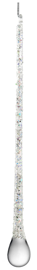 Shishi - Glass drop transparent w/silver glitter  20 cm - 68955