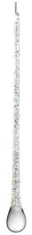 Shishi - Glass drop transparent w/silver glitter  20 cm - 68955