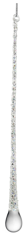 Shishi - Glass drop transparent w/silver glitter 25 cm  - 68956