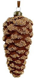 Shishi - Glass cone dk brown velvet w/gold glass glitter  - 69004