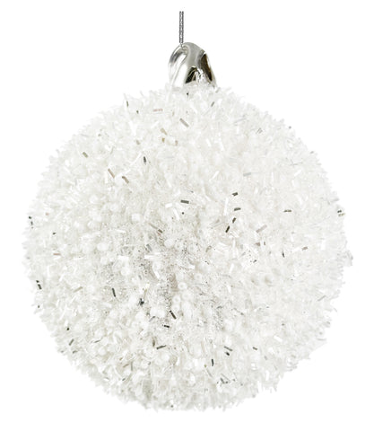 Shishi - Glass ball white tinsel beads - 69183