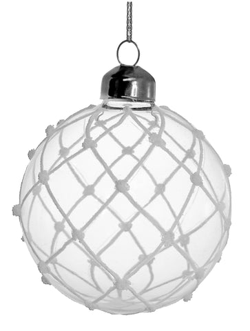 Shishi  - Glass ball clear white glitter - 69222