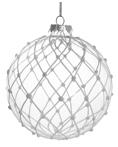 Shishi - Glass ball clear white glitter - 69224