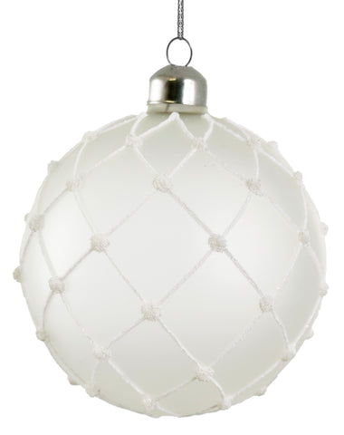 Shishi - Glass ball clear mat white glitter  - 69225