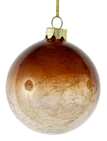 Shishi - Glass ball clear brown w/glass snow - 69230