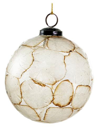 Shishi - Glass ball burned paper mosaic grey transparent 12cm - 69299
