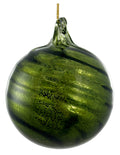 Shishi - Glass ball diagonal lined antique green - 69405