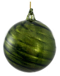 Shishi - Glass ball diagonal lined antique green - 69406