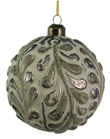 Shishi - Glass ball mat green beaded leaves -69680