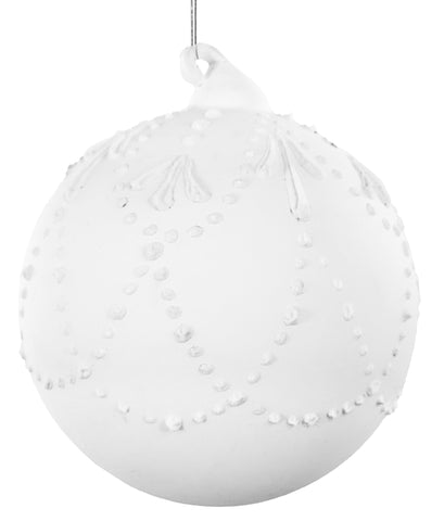 Shishi - Glass ball white mat with dotted garlands - 70769