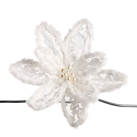 LACE/FURRY/PEARL FLOWER ON CLIP - FF 99416