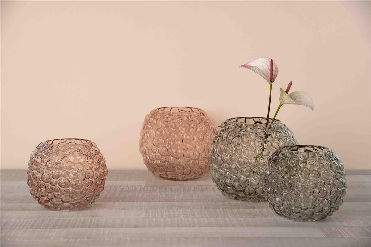 Rastelli - Bubbly crystal pink - spherical glass vase (31693)