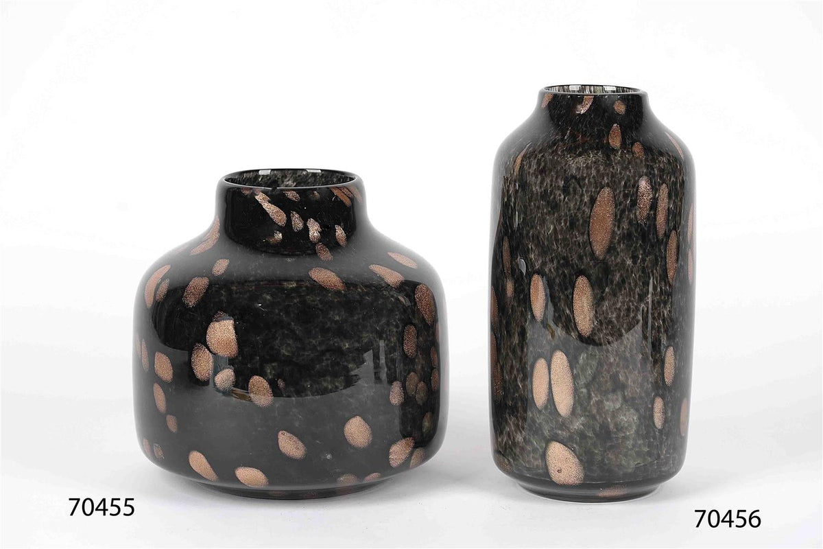 Rastelli. - Black glitzer - bottle shaped glass vase (70455)